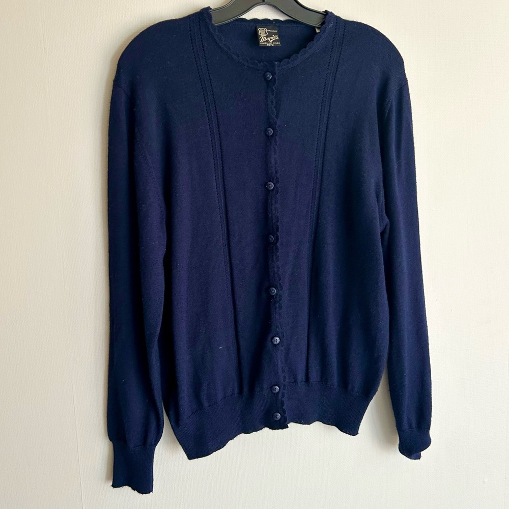 VINTAGE 70S MAPIER Italian Wool Knit Cardigan Old Money Luxury Academia Sz M - Picture 5 of 14